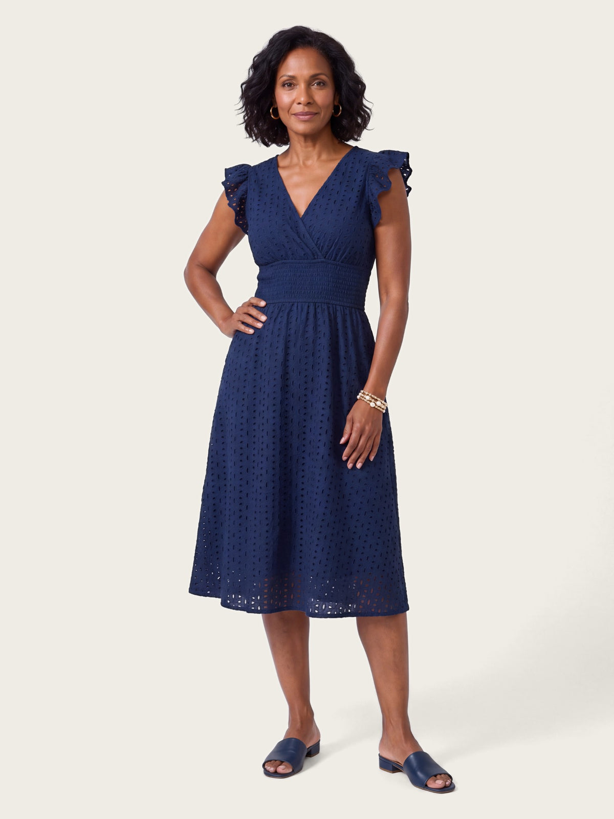 Close-up of fabric and detailing on the Amara midi dress