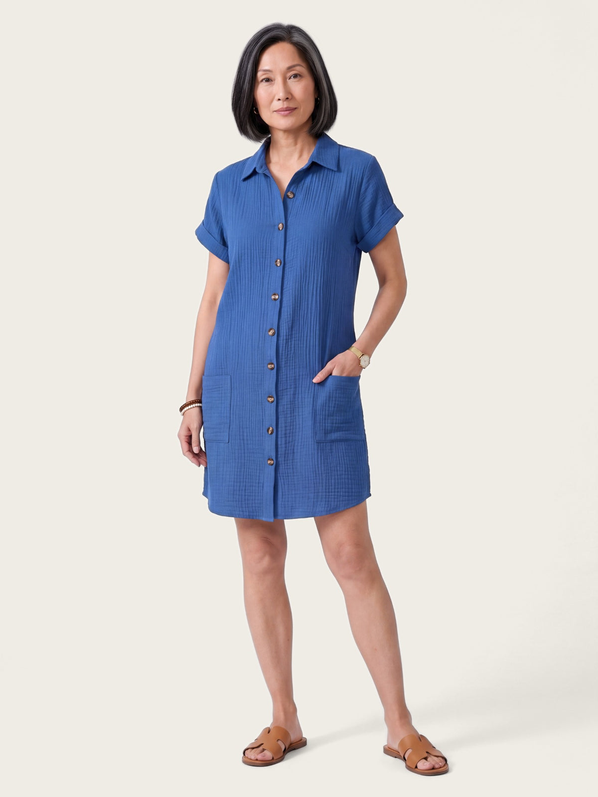 Formentera shirt dress styled for warm-weather occasions
