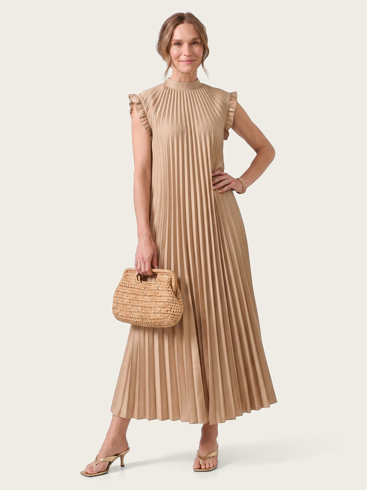 Isabelle Pleated Maxi Dress with Ruffle Sleeves – LIRAE LONDON