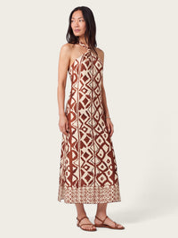 Marrakech Halter Maxi Dress in Geometric Print