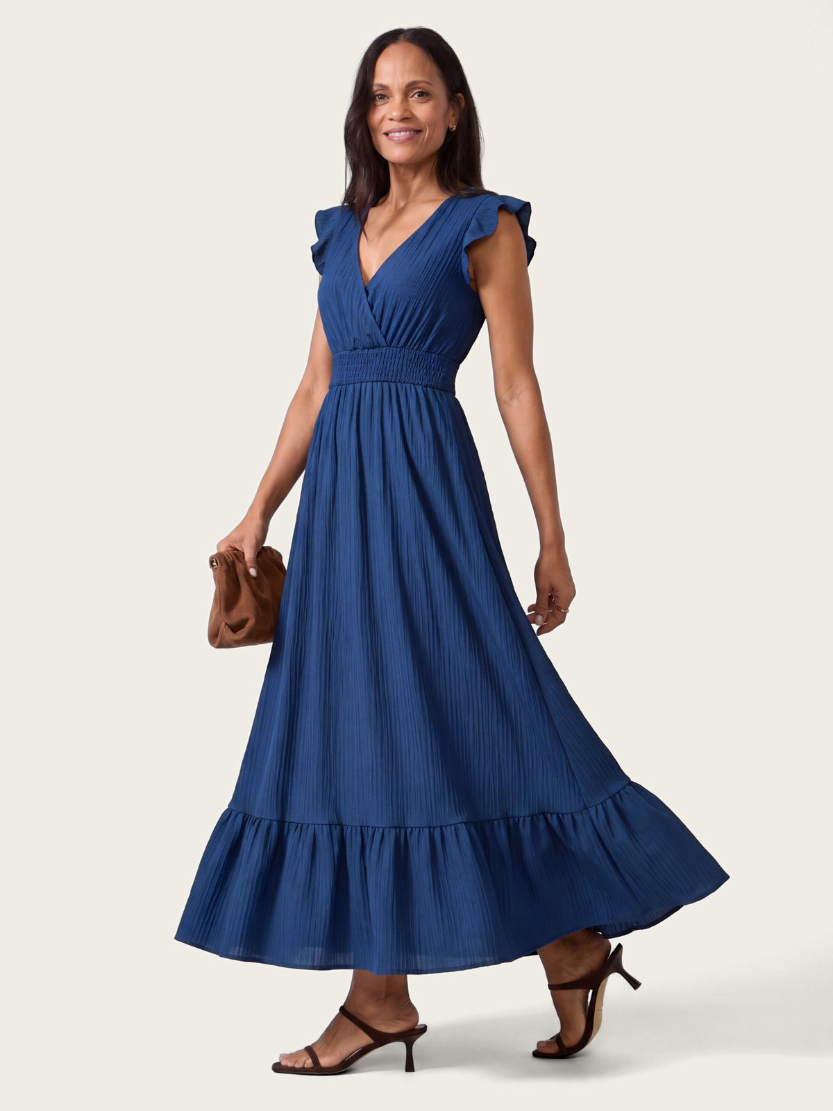 Positano Textured Maxi Dress with Ruffle Sleeves – LIRAE LONDON