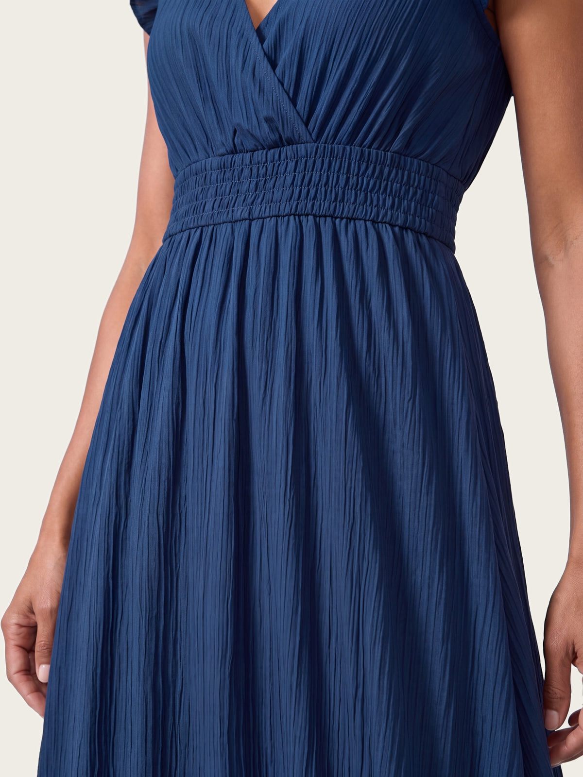 Positano maxi dress side view showing fit and drape