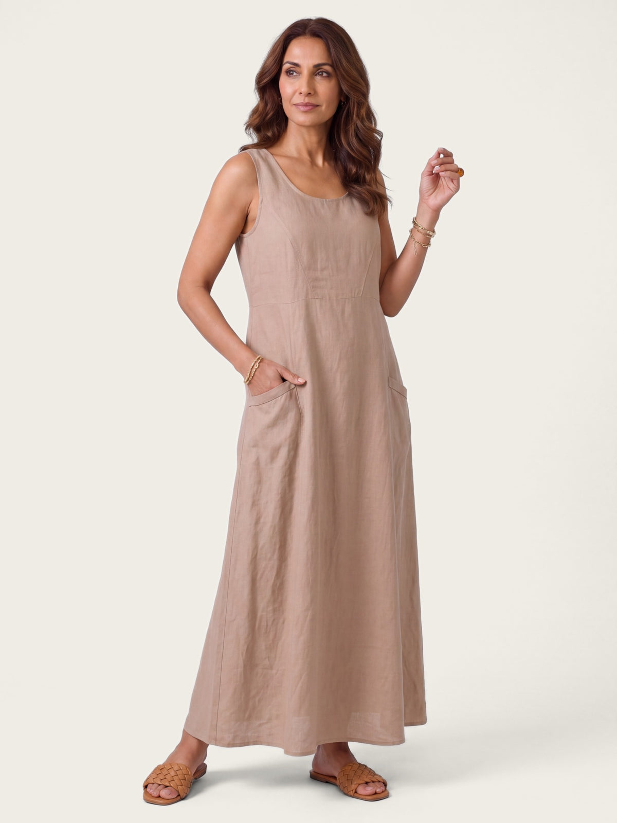 Valencia maxi dress styled for warm-weather occasions